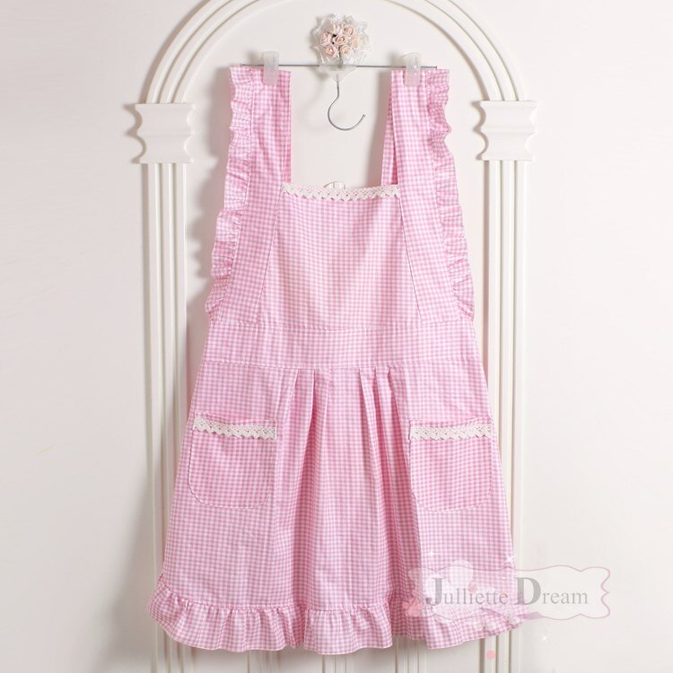 Korean style ruffle lace aprons for women baking mats apron kitchen helper cooking gloves princess pocket not waterproof: 012