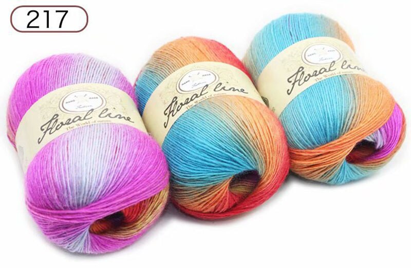 5pcsX100g 100% Cashmere Yarn crochet yarn for knitting Rainbow Line Fancy Melange Combed Sewing: 217