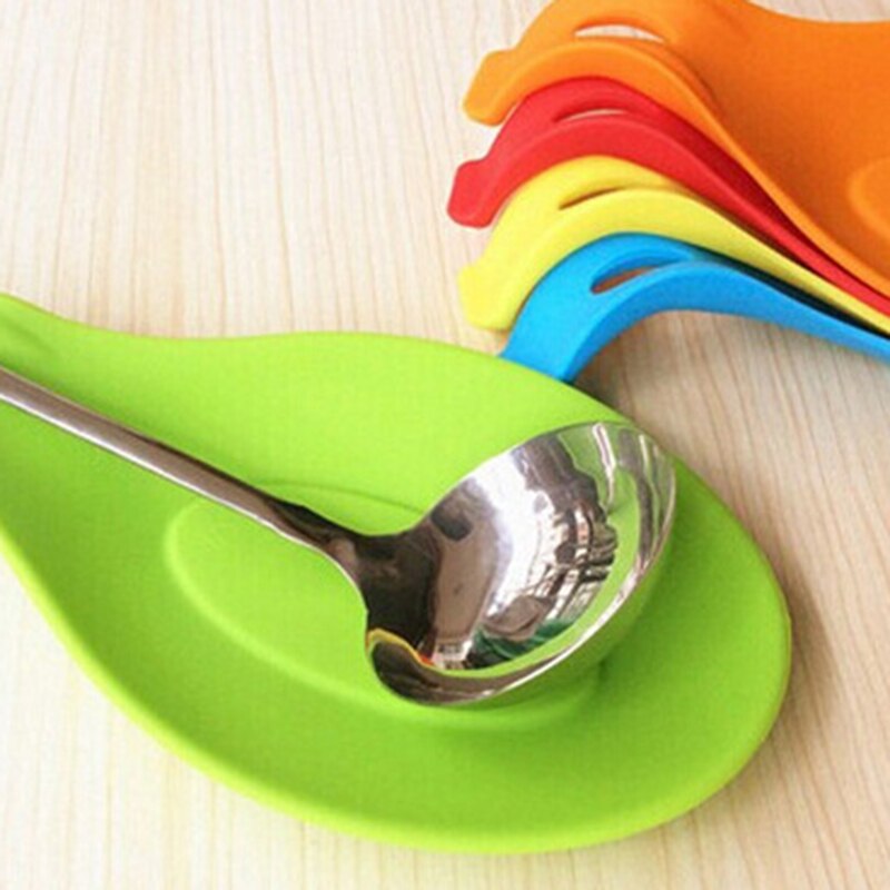 Kitchen Cooking Tools Food Grade Silicone Spoon Rest Utensil Spatula Gadget Holder Heat Resistant Storage Shelves 5 Colors