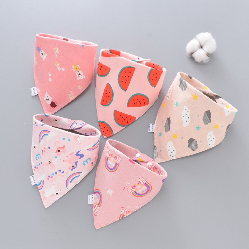Babador de algodão para bebês, avental de alimentação com estampa de desenho animado para bebês: Baby Bibs - 12