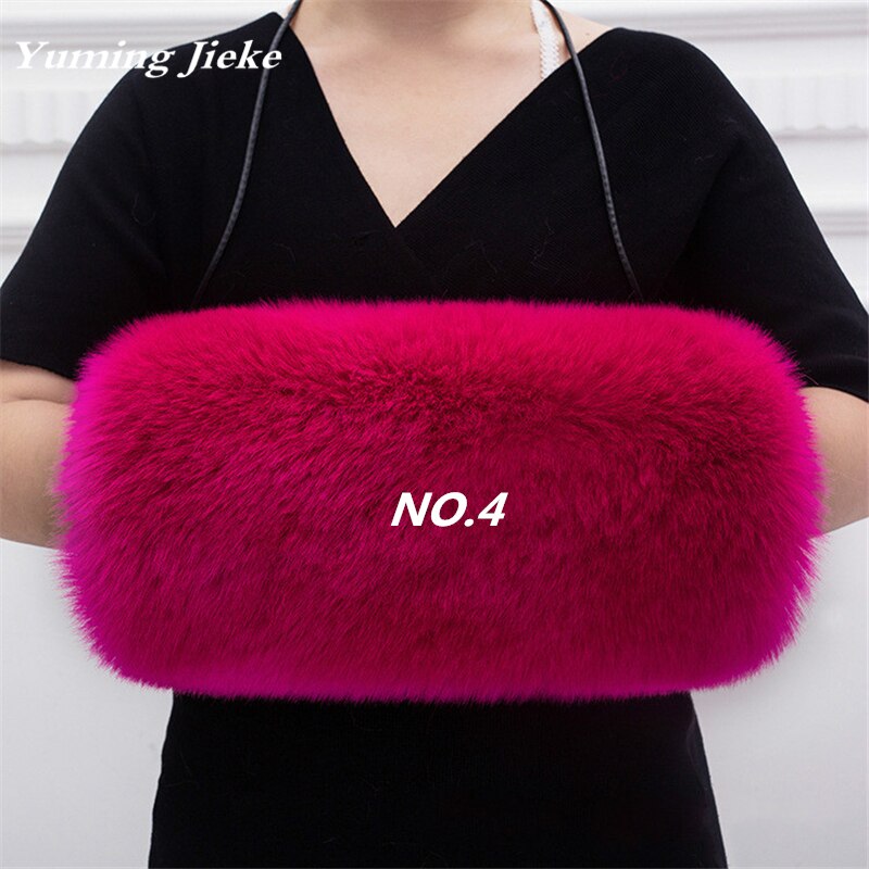 Vintage Thick Faux Fur Muff Winter Hand Warmer Wedding Cloak: Rose Red
