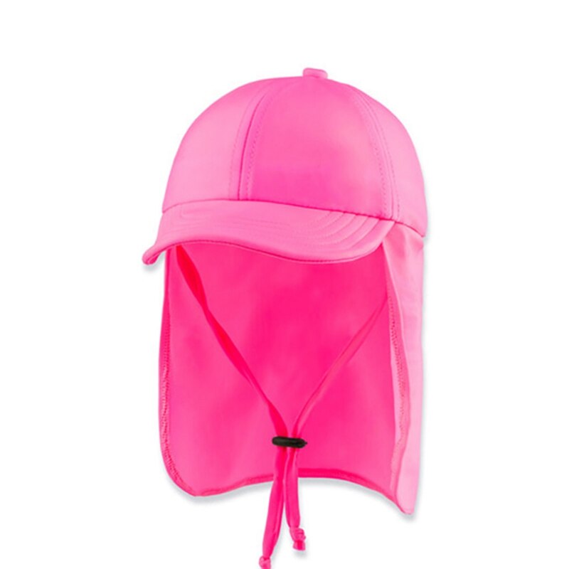 Outdoor Flap Cap Lightweight Foldable Adjustable Sunshade Neck hat Cover Sun Sportswear With Chin Strap: Red