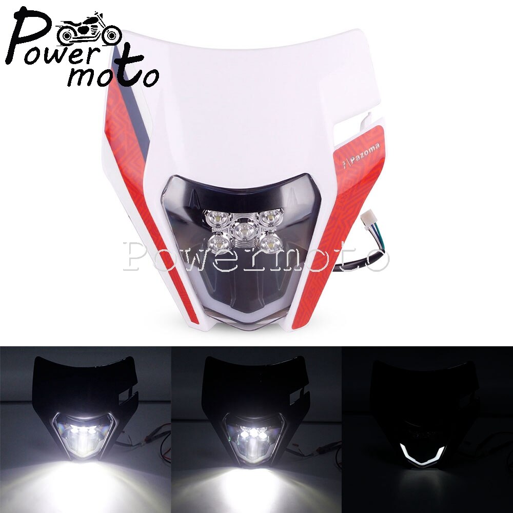 Enduro MX Dirt Bike Hi/Lo Beam Headlamp LED Headlight Mask For EXC EXC-F XC-W 250 300 350 450 500 690 SMC Enduro FREERIDE 250: 056 323 white