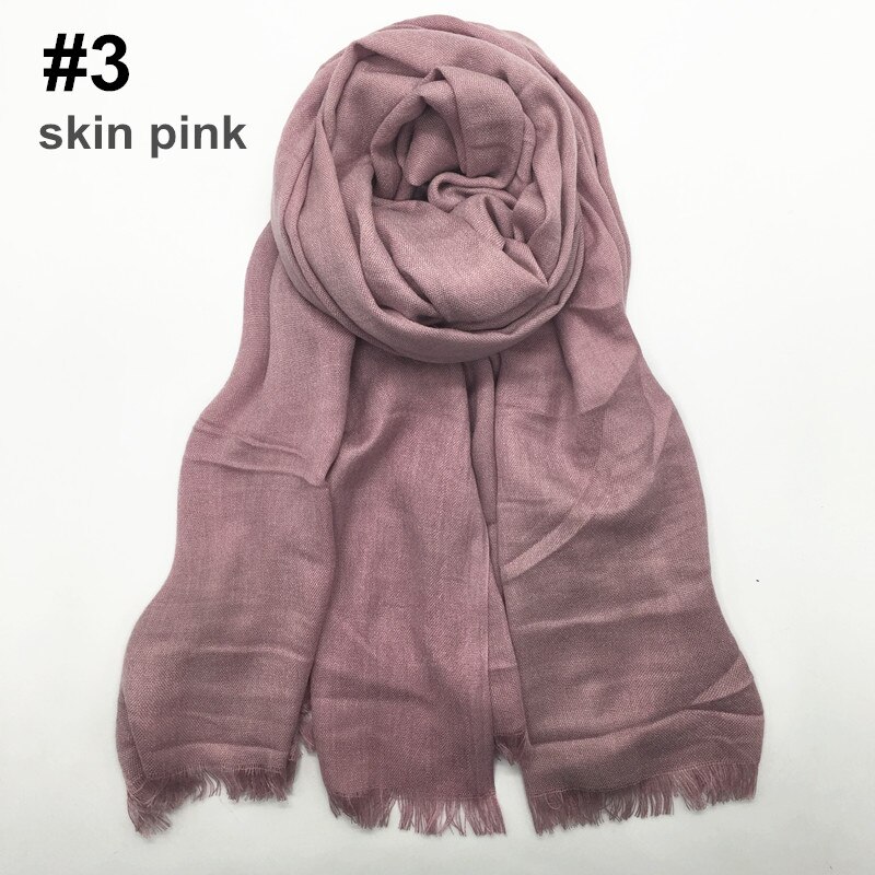 1PC Festival écharpe plaine foulards et châle frange hiver écharpe doux musulman imprimer hijab solide pashmina enveloppement 12 couleur: color 3