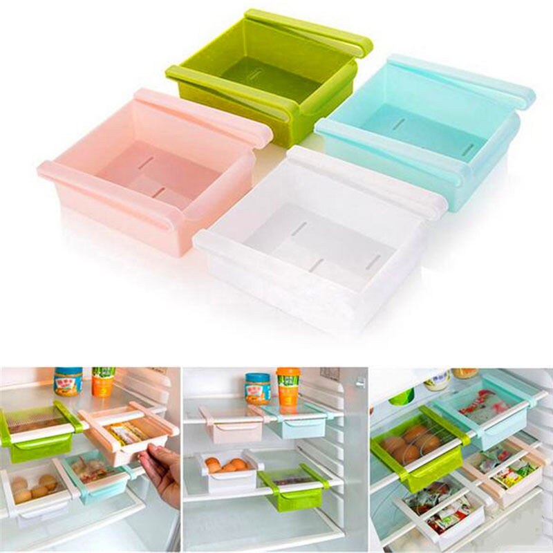DIY Kitchen Fridge Space Saver Organizer Slide Shelf Rack Holder Storage Plastic