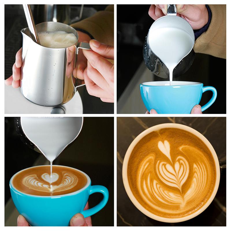 Keuken Rvs Espresso Latte Art Koffie Melk Opschuimen Werper Dampende Melkkan Schuim Container 350/600 ml