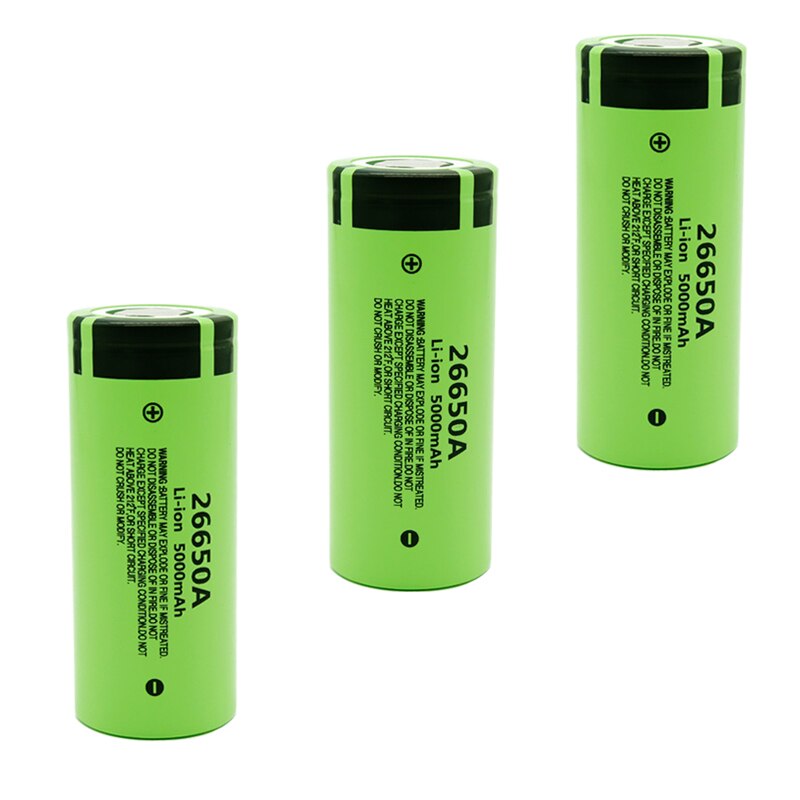 26650 Battery 3.7V 5000mAh Li-ion 26650A Lithium Rechargeable Batteries for Flashlight Headlight Power Tool Battery