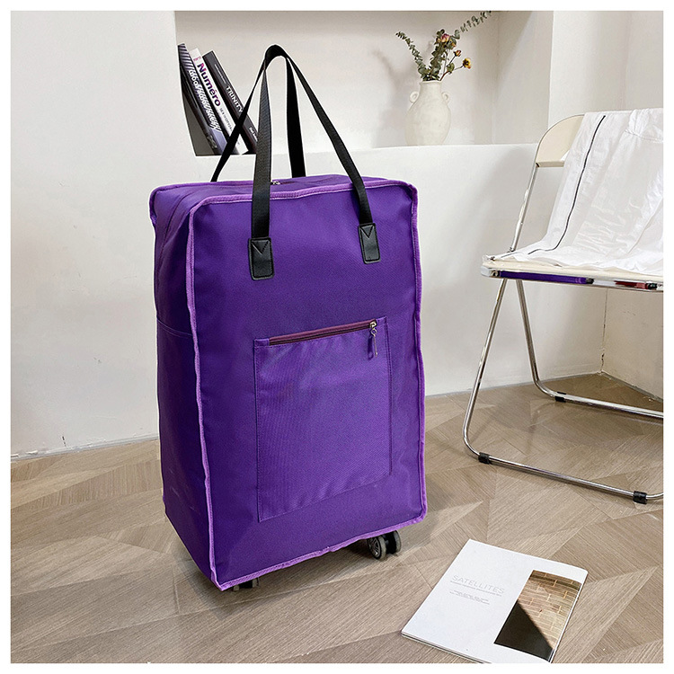 Große Kapazität Universal- Rad Reisetasche Ich bin Ausland Studie Oxford Tuch Klapp Rucksack Flugzeug Gepäck Lagerung Koffer Neue: Violett / L