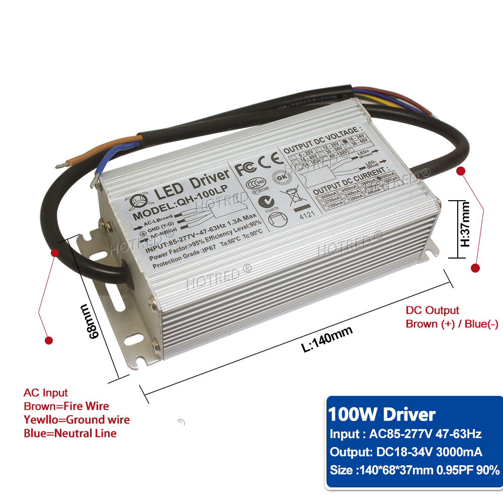 Adaptador de transformador a Fuente de alimentación, Controlador LED de 10W, 20W, 30W, 50W, 100W, a DC3V AC85V-277V, 12V, 18V, 24V, 30V, IP65, 300/600/900/1500/3000mA: Marfíl
