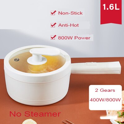 220V Electric Multi Cooker Household Mini Cooking Pot Noodles Soup Stew Steam Fry Skillet School Office Pot Non-Stick Liner: SKU-1 / CN