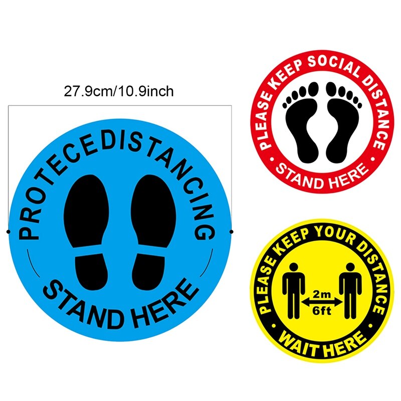 Social Distancing Sticker Waterproof Traffic Distancing Stickers Guidance Keep 2M Away for Retail Shop Restaurant School Public