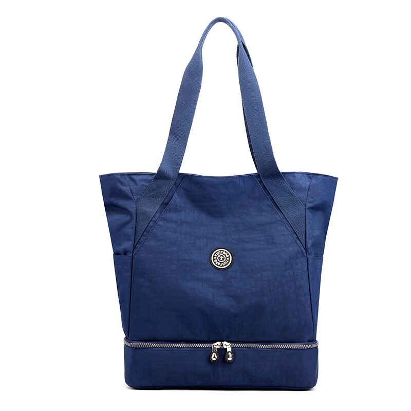 2020 novo estilo molhado e seco separação saco de fraldas das mulheres bolsa de ombro com barra bit viagem leve grande capacidade saco de mamãe: Dark Blue