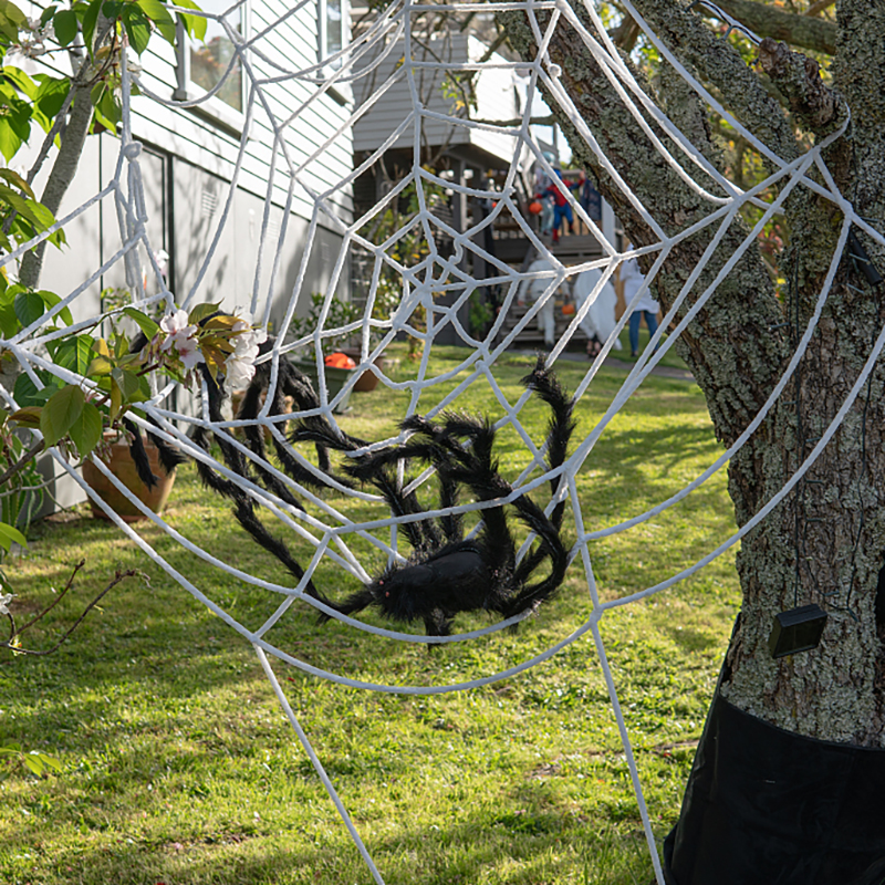 Telaraña de araña de Halloween blanca y negra de 150/250cm, telaraña elástica gigante para decoración de Bar en casa, Casa Encantada, accesorios de Terror para de Halloween
