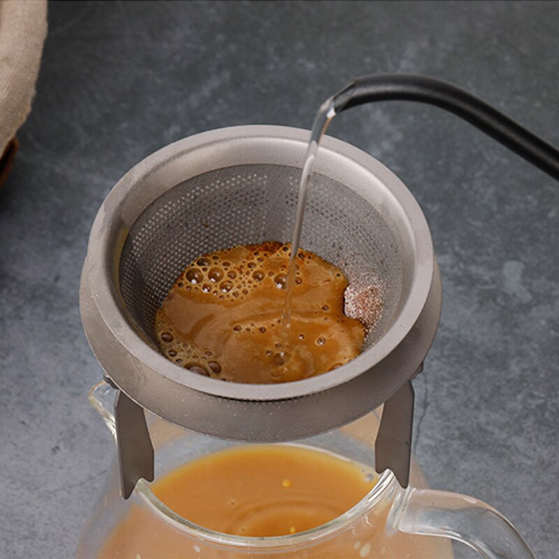 Double Layer Titanium Coffee Filter Holder Pour Over Coffees Dripper Mesh Coffee Tea Filter Basket Tools Camping Picnic