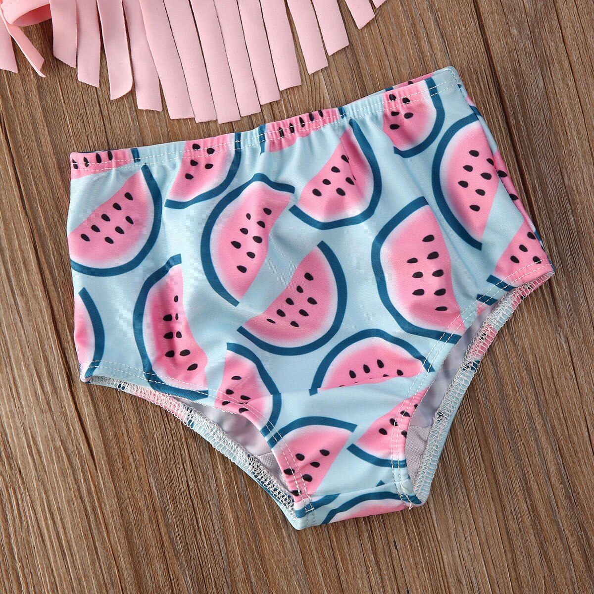Juego de Bikinis para bebés recién nacidos de 0 a 24 meses, conjunto de Top con flecos y Pantalón corto con moño de sandía, traje de baño para niños, ropa de playa