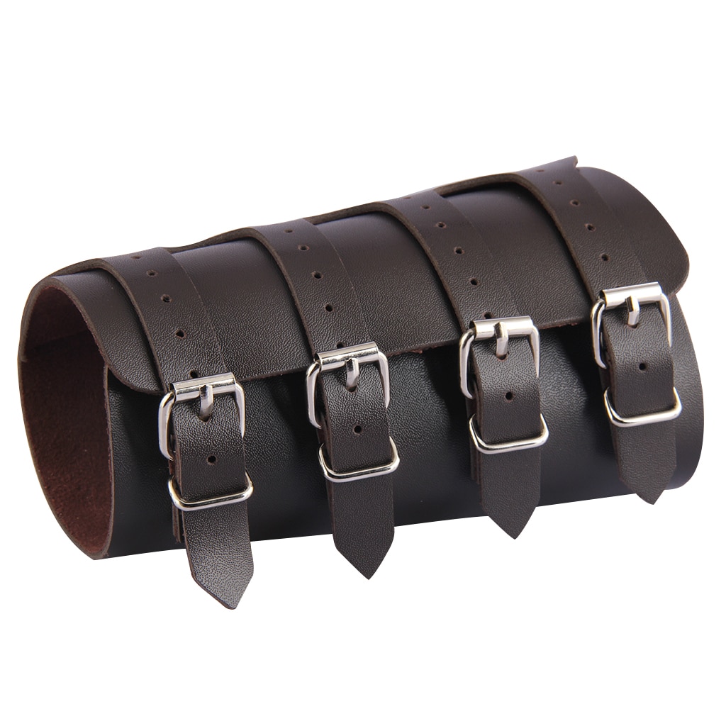 4 Layer Arm Armor Wide Belt Wrap Pu Leather Wristband Cuff Bracelet Bangle Adjustable Arm Warmer Gauntlet Bracer Protective