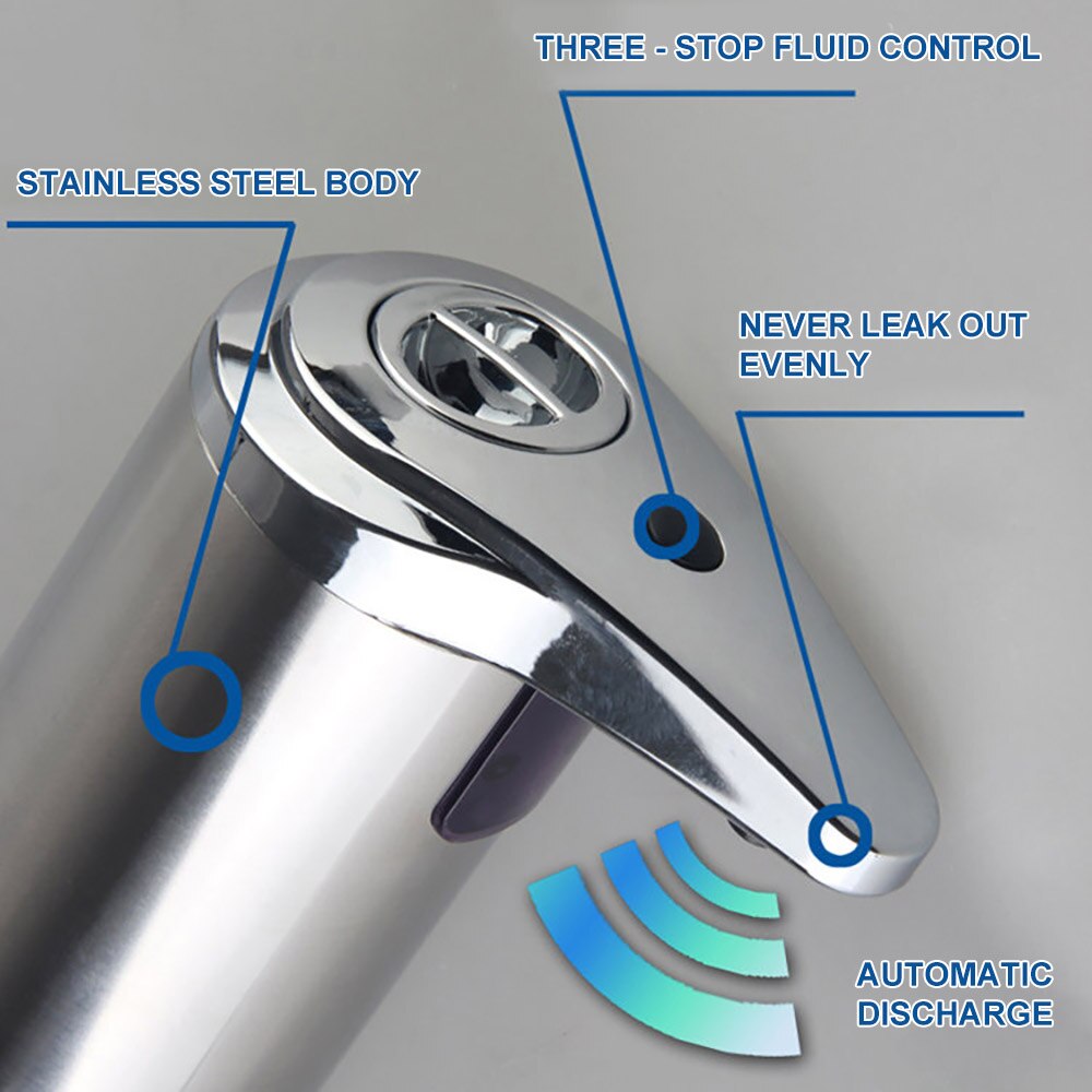 Edelstahl Automatische Seife Spender Infrarot Sensor Touchless Sanitizer Spender 250ml Für Schlecht Küche