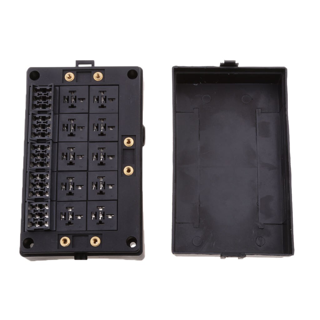 Car 18-Way Blade Fuse Holder 10-Way Relay Socket Fusebox Distribution Block