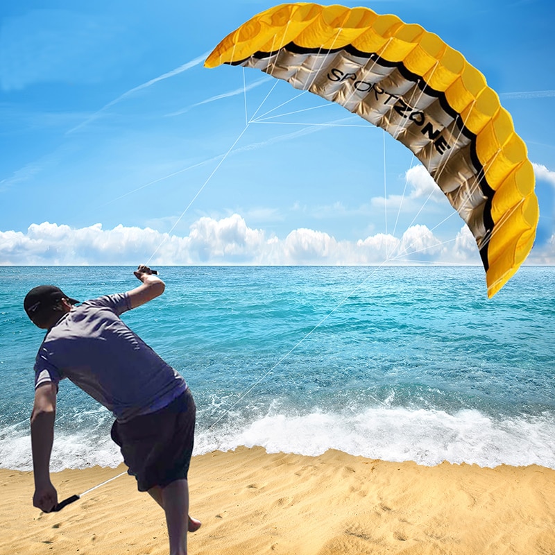 Parachute de , 2.5m, double ligne, 4 couleurs, Parachute, sport, cerf-volant de plage, facile à voler