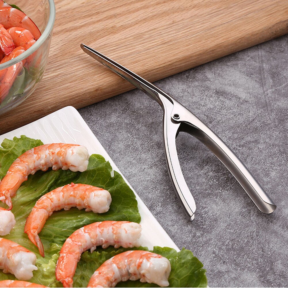 Pinzas peladoras de gambas, gambas, peladores de camarones y cocina de acero inoxidable, pelador, utensilio para pescar mariscos