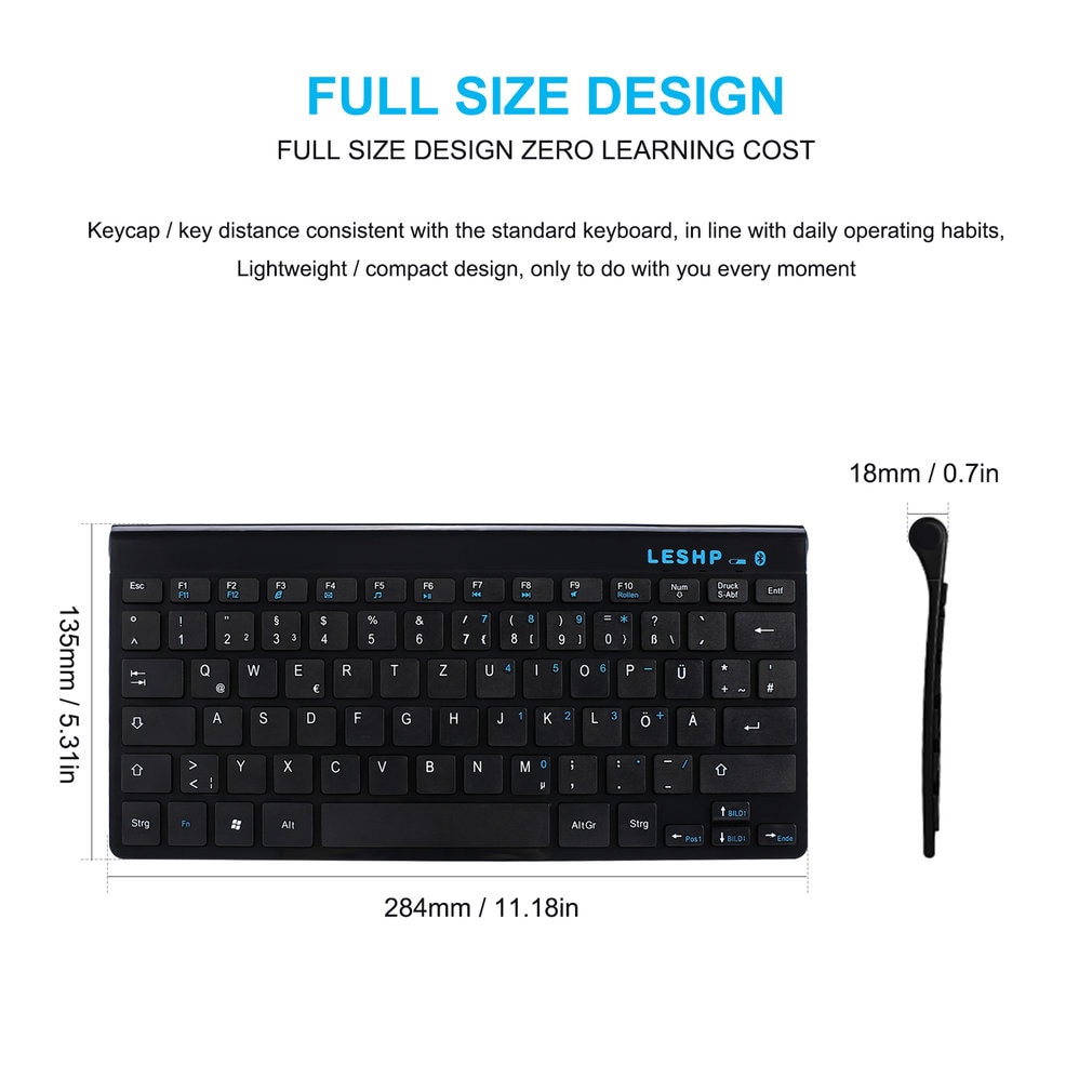 LESHP-clavier universel sans fil 3.0, Compact et Durable, avec batterie Rechargeable intégrée