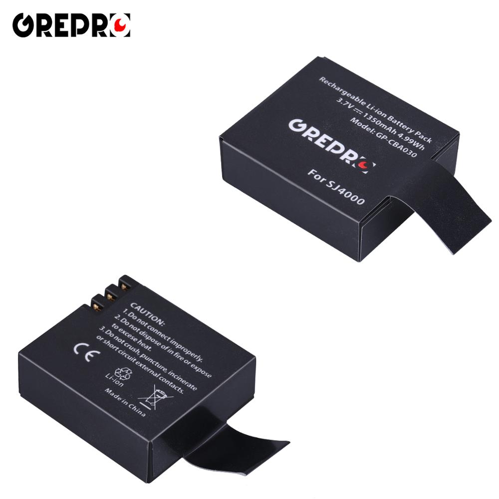 2 Pièces 1350mAh PG1050 SJ4000 PG900 batterie + LCD Double chargeur pour SJCAM SJ5000 SJ6000 SJ8000 M10 EKEN 4K H8 H9 GIT-LB101 GIT BA: 2Pcs
