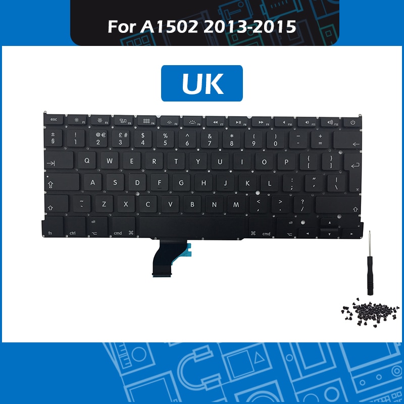 Laptop Keyboard + Backlight + Screws + Tool For Macbook Pro 13" A1502 UK Keyboard Replacement
