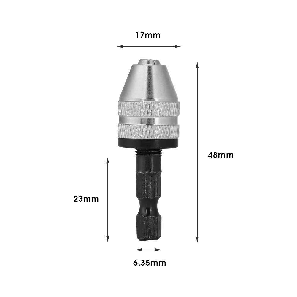 Keyless Drill Chuck 6.5mm Hex Shank Electric Screwdriver Drill Chuck Adapter Quick Change Converter Drill Bit Tool: H01334