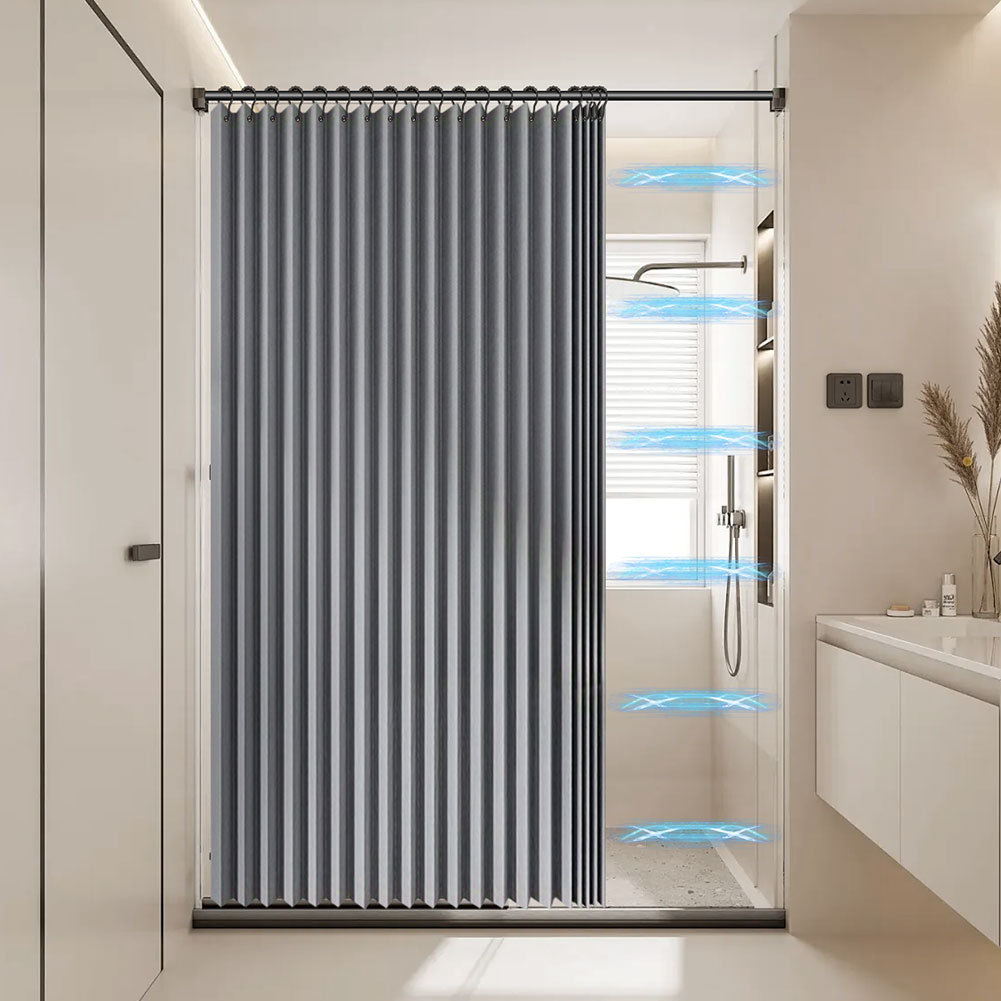 Faltbarer magnetischer Duschvorhang, wasserdichter Badvorhang mit 14 Haken, Badezimmervorhang, modern für Badezimmer