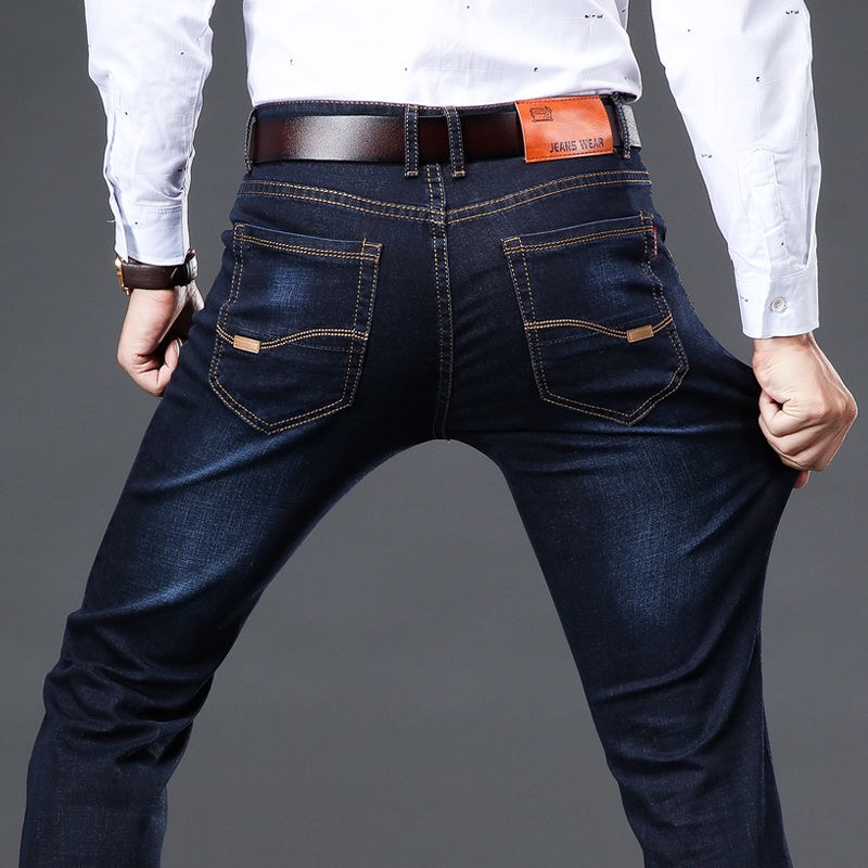 Männer Jeans Geschäft lässig Gerade schlank passen Blau Jeans strecken Denim Hosen Hosen Klassische Große Größe 29-42: A1 / 38