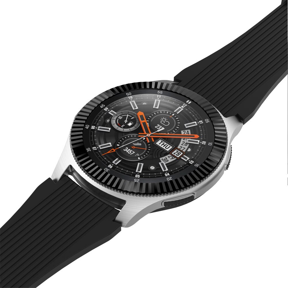 Urheilullinen tyyli sopii samsung gear  s3 frontier galaxy kello 46mm kehys rengas kansikehys naarmuuntumaton metallisuoja: Musta