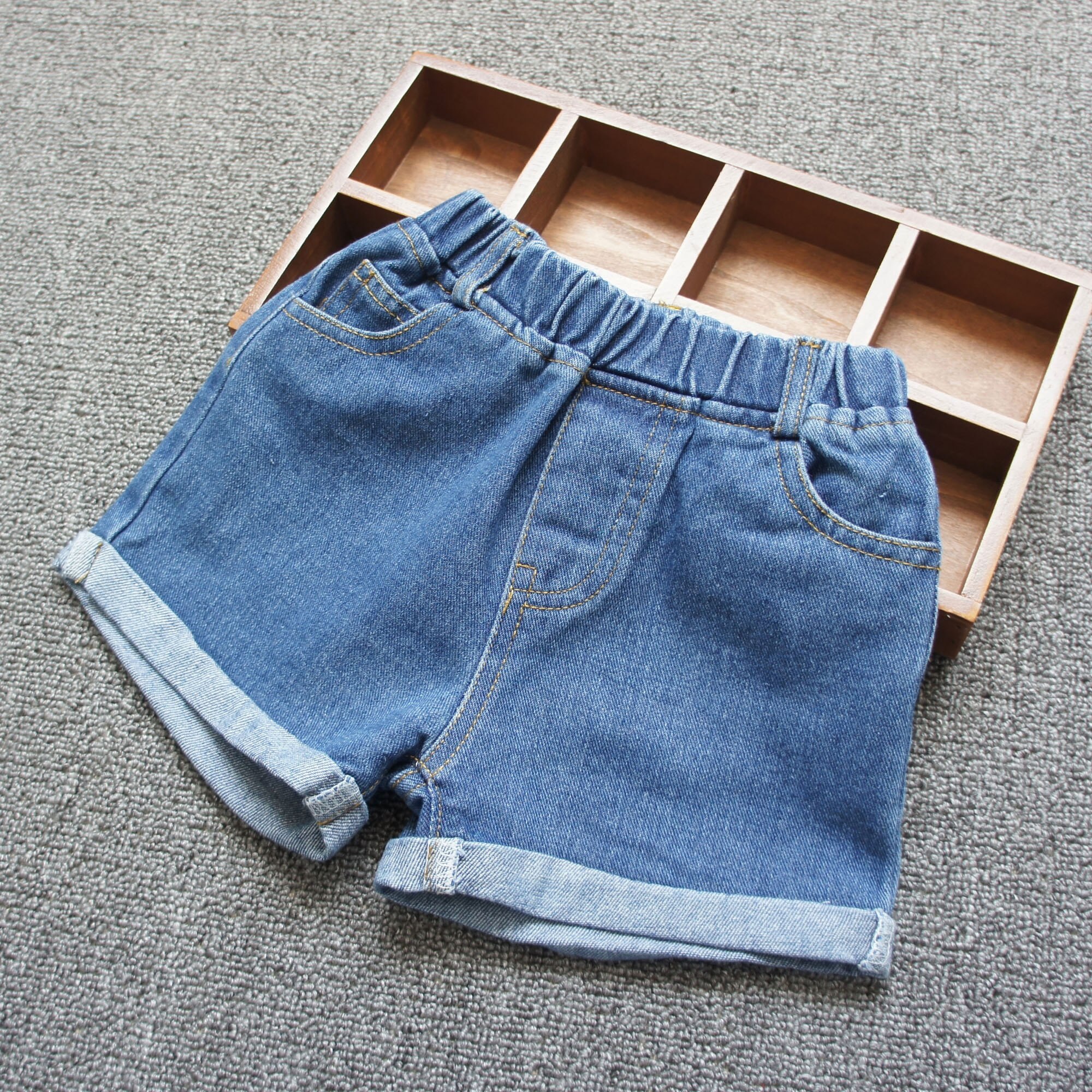 Piger denim shorts sommer børn tøj børn jeans bukser shorts bomuld løs afslappet lige shorts