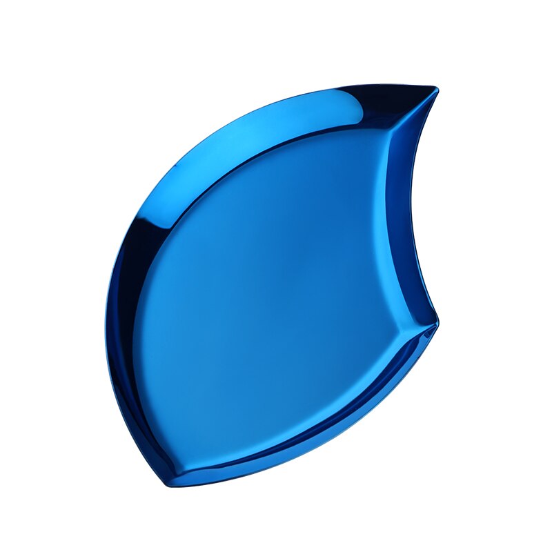 Unregelmäßigen Platte Gericht Edelstahl Nachtisch Obst Platten Lagerung Süssigkeit Kekse Blatt bilden Jewery Tabletts Party Tisch Utensil: Blau / 1PC
