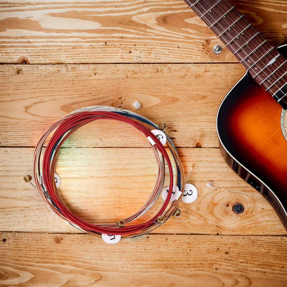 6 stk/sett akustiske gitarstrenger akustiske folkegitarstrenger reservedeler for klassisk folkegitar musikkinstrumentdeler