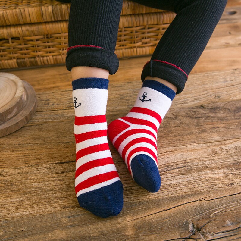2019 novo inverno crianças meias bandeira meias 5 pares/lote quente terry meias grossas para 2-3/3-5/5-8 anos