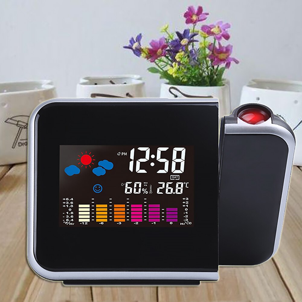 2 Color LED Digital Alarm Clock Radio Projection With Temperature And Humidity Mirror Clock Multifunctional Bedside Time Display