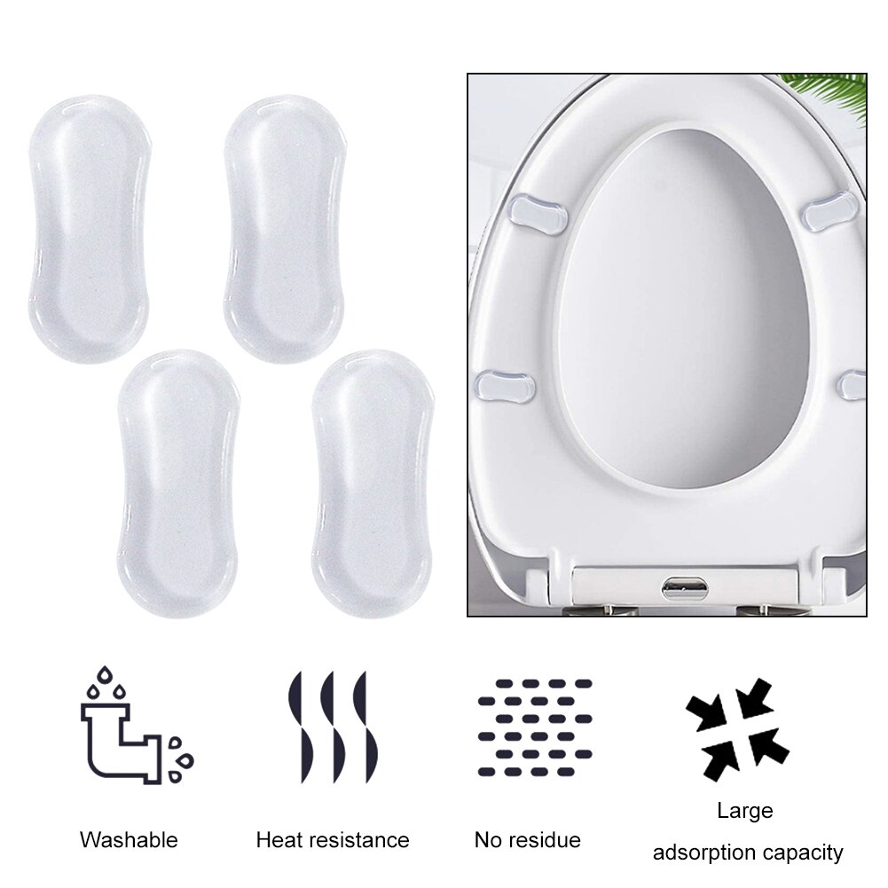 4pcs Hygienic Toilet Seat Bumper Universal Silicone Transparent Bathroom Home Pads Buffer Replacement Parts Strong Adhesive