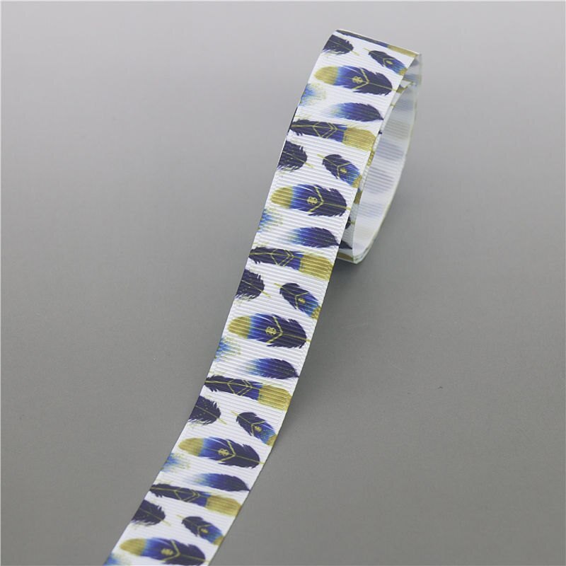 DHK 10 jardów pióro plemienny taśma rypsowa z szewronowym nadrukiem akcesoria Hairbow nakrycia głowy dekoracji DIY hurtownia OEM B1862: 10199