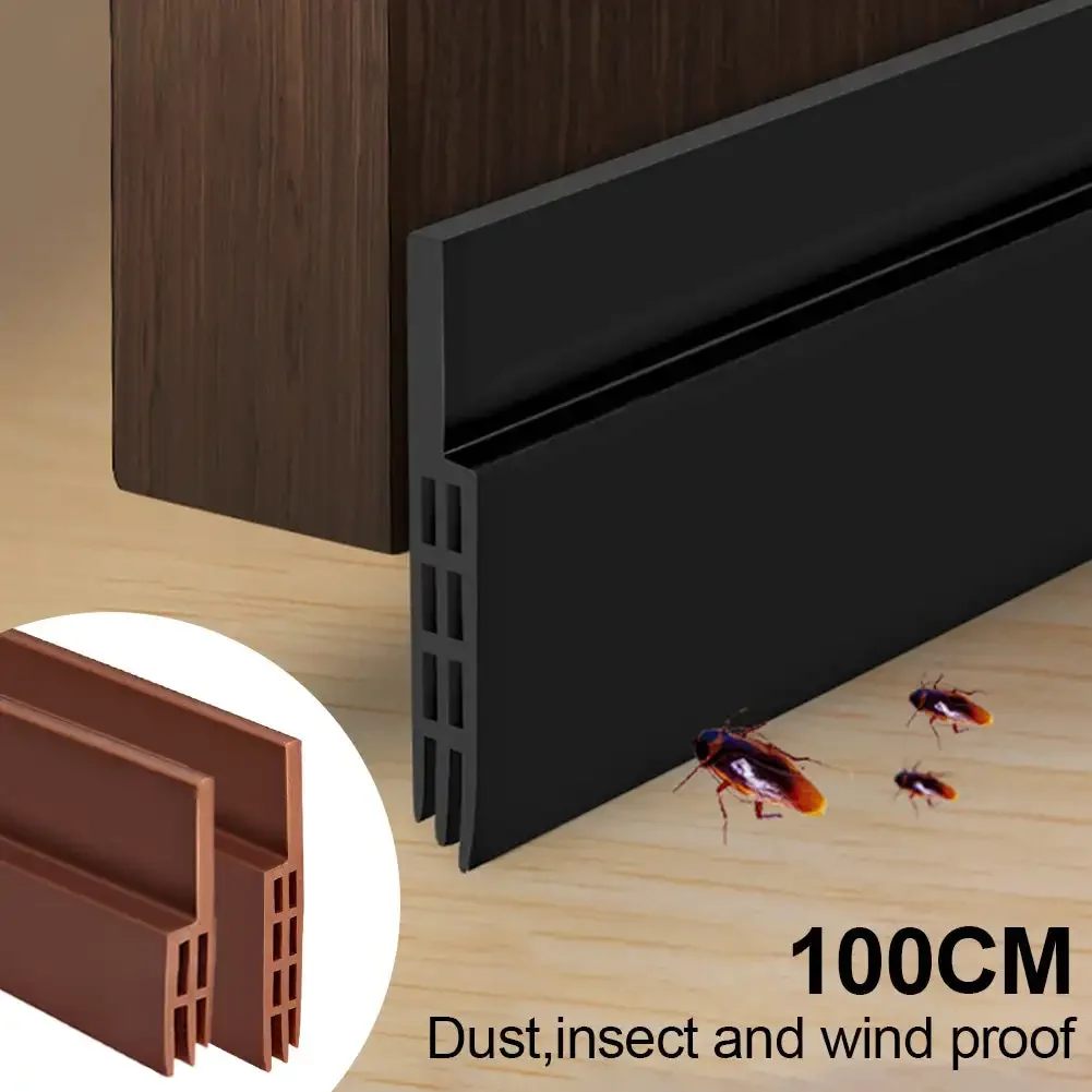 100cm Silicone Door Draught Excluder Door Bottom Sealing Strip Tape Weatherstrip Waterproof Wind Proof Sound Insulation Tape