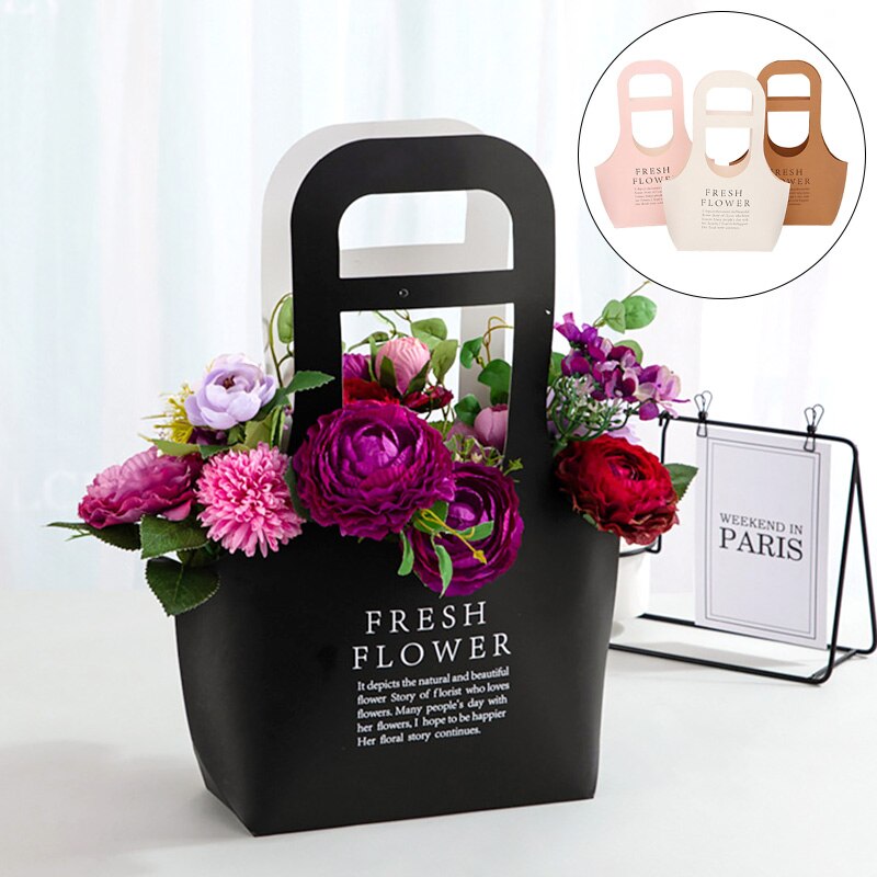 1PC Blume Kasten Kraft Papier Pakcling Faltbare DIY Liefert Tote Tasche Multifunktions