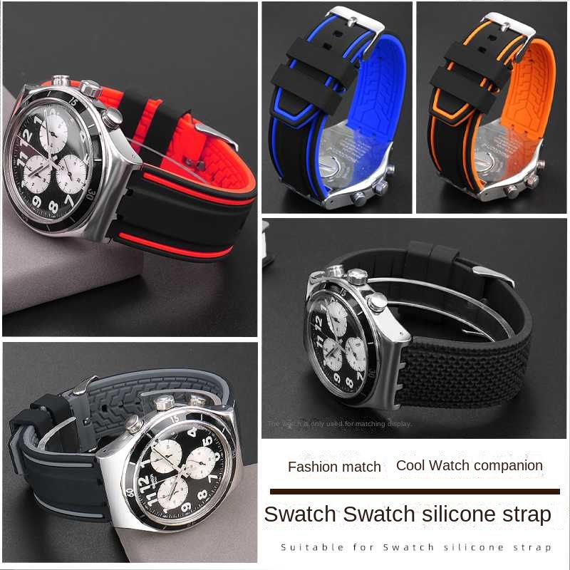 Correa de reloj de goma de 19mm, 20mm y 21mm para Swatch, correa de reloj para hombre YVS400 YVS451 YVB404, pulsera de silicona impermeable para deportes al aire libre