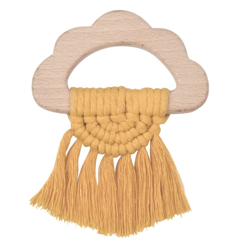 Vintage Baby Cloud Vorm Houten Bijtring Eco-vriendelijke Organische Houten Rammelaar Ring Chewable Baby Tandjes Speelgoed L9CD: YELLOW