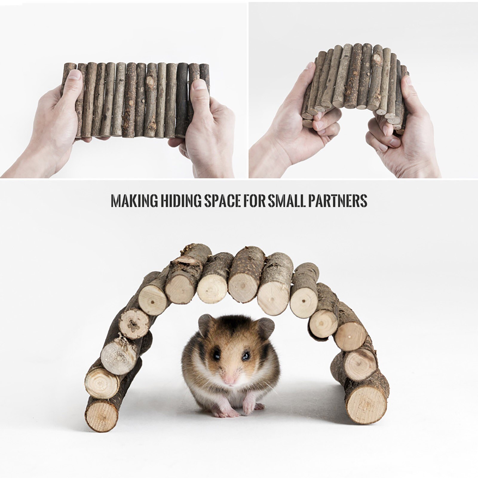 Pet Hamster Small Wooden Bridge Sleeping Nest Adjustable Enclosure Cage Equipment Tortoise Lizard Hedgehog Shelter Ladder X8