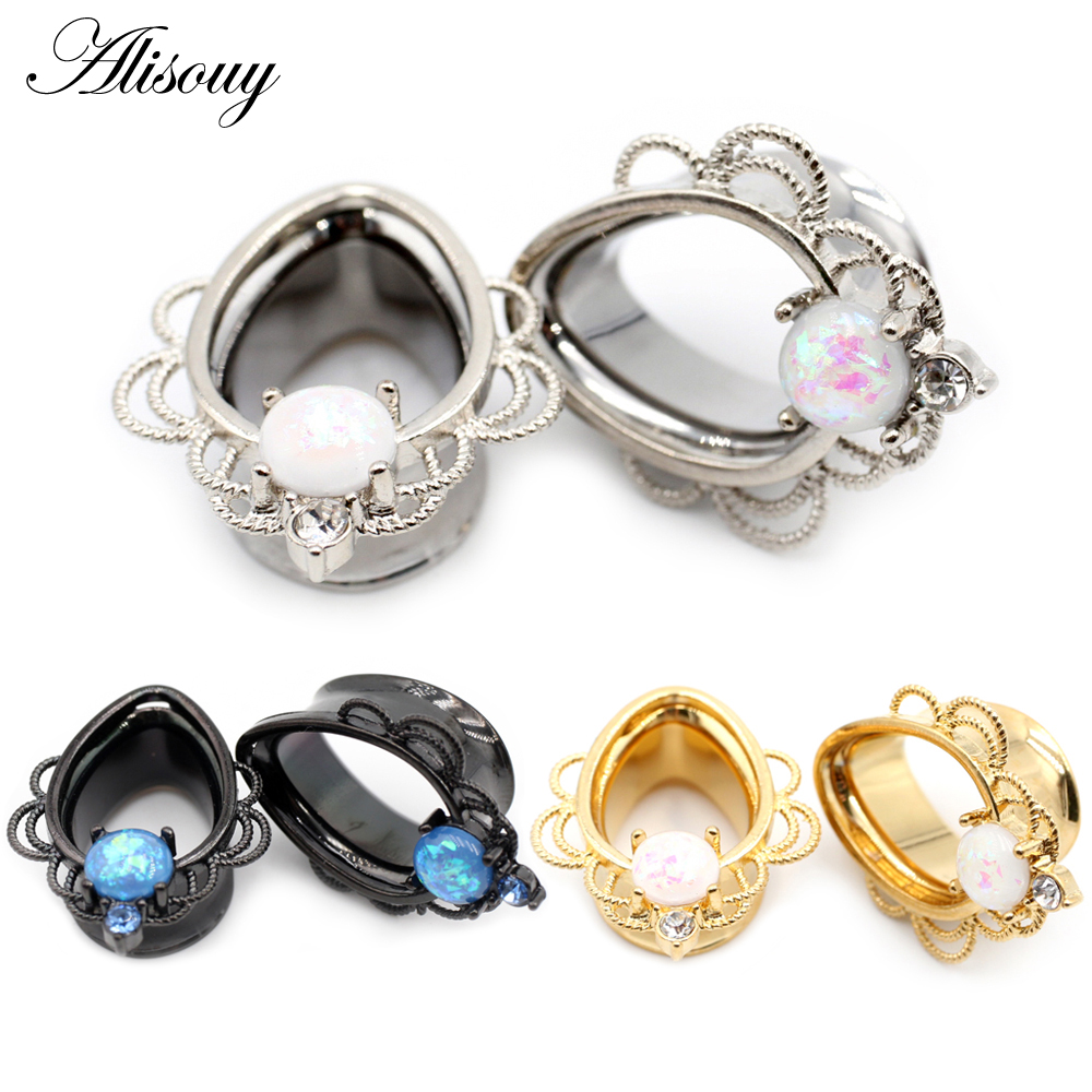 Alisouy 2PC Ear Piercing Plugs Tunnels Expanders Body Jewelry Gauges Studs Stretcher Earrings Jewelry 0G 00G
