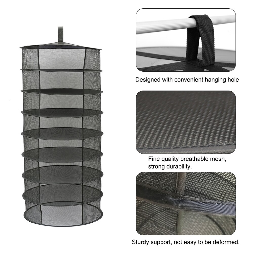 4/6/8 Layers Hanging Basket Folding Drying Net Rack Herb Dry Net Opening Shape Dryer Bag Mesh 600mm Diameter For Herbs Flowers