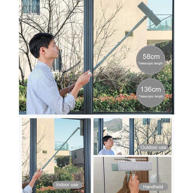 Gl Cleaning Brush Long Handle Wiper High-Rise Window Cleaner Multi-Function Retractable Folding Home Window CleanTool