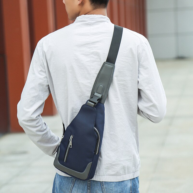 Men's Messenger Bag Shoulder Oxford Cloth Chest Bags Crossbody Casual Messenger Bags Man USB Charging Multifunction Handbag