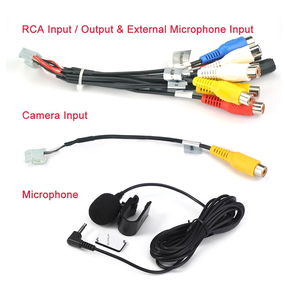 Rca strømkabel passer kun til rytme, og lexxson og eznoetronics android-system har mikrofonindgangskameraindgang og mikrofon: Rca kamera mikrofonkabel