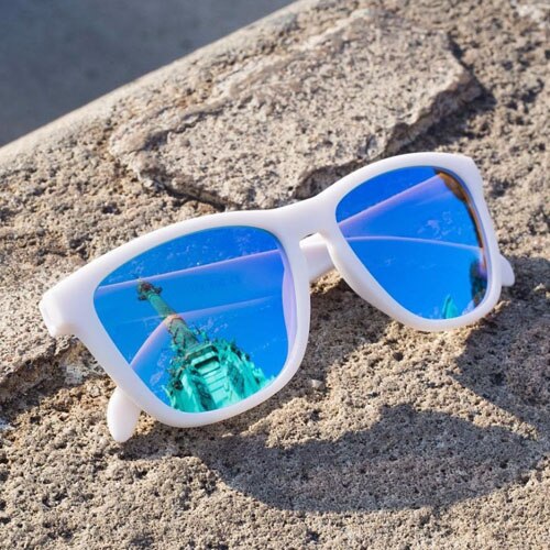 Dokly unisex hvid ramme blå linse solbriller spejl oculos solbriller gafas de sol solbriller mænd og kvinder solbriller: Dokly en