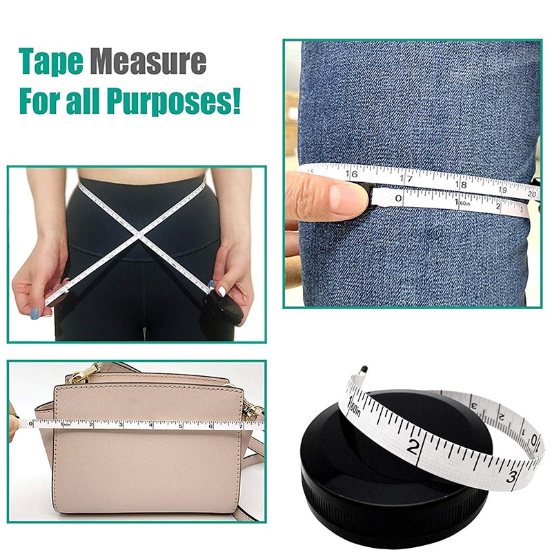 Body Measuring Tape with Tape Measure for Sewing Tailor Fabric Measuring Tape (Retractable Double-Sided Black)